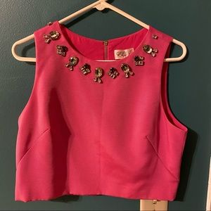 Eliza J Pink Embellished Faille Blouse Sz 10
